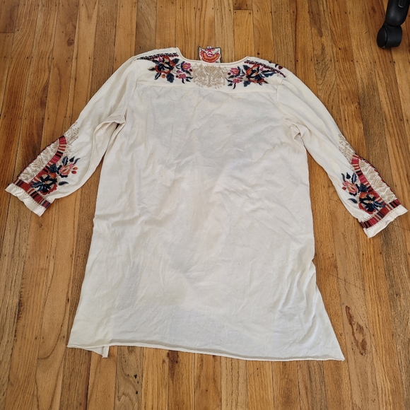Johnny Was Embroidered Pullover Long-Sleeve Tunic Top 3/4 Sleeve Size M - Picture 9 of 10